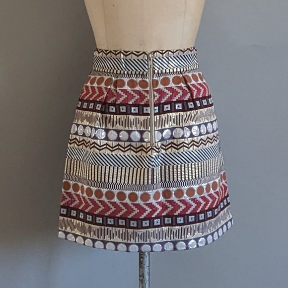 Anthropologie Geometric Shimmer Bubble Mini Skirt Nomad Morgan Carper 2 Small - Picture 3 of 10